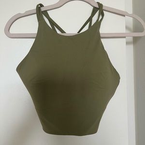 Lululemon Like a Cloud High-Neck Longline Bra, Size 10, Bronze Green